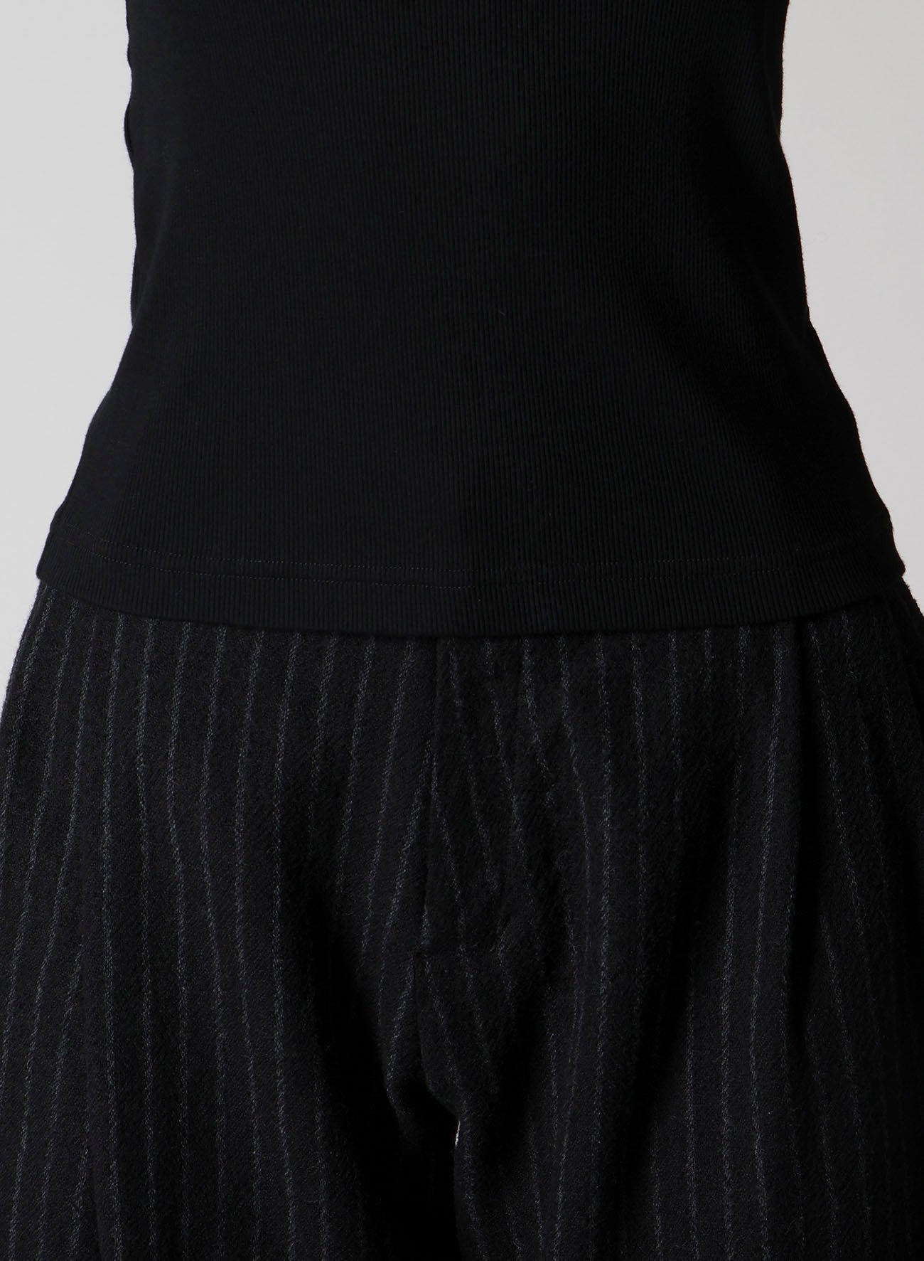 COTTON RAYON RIB CHINA COLLAR T-SHIRT