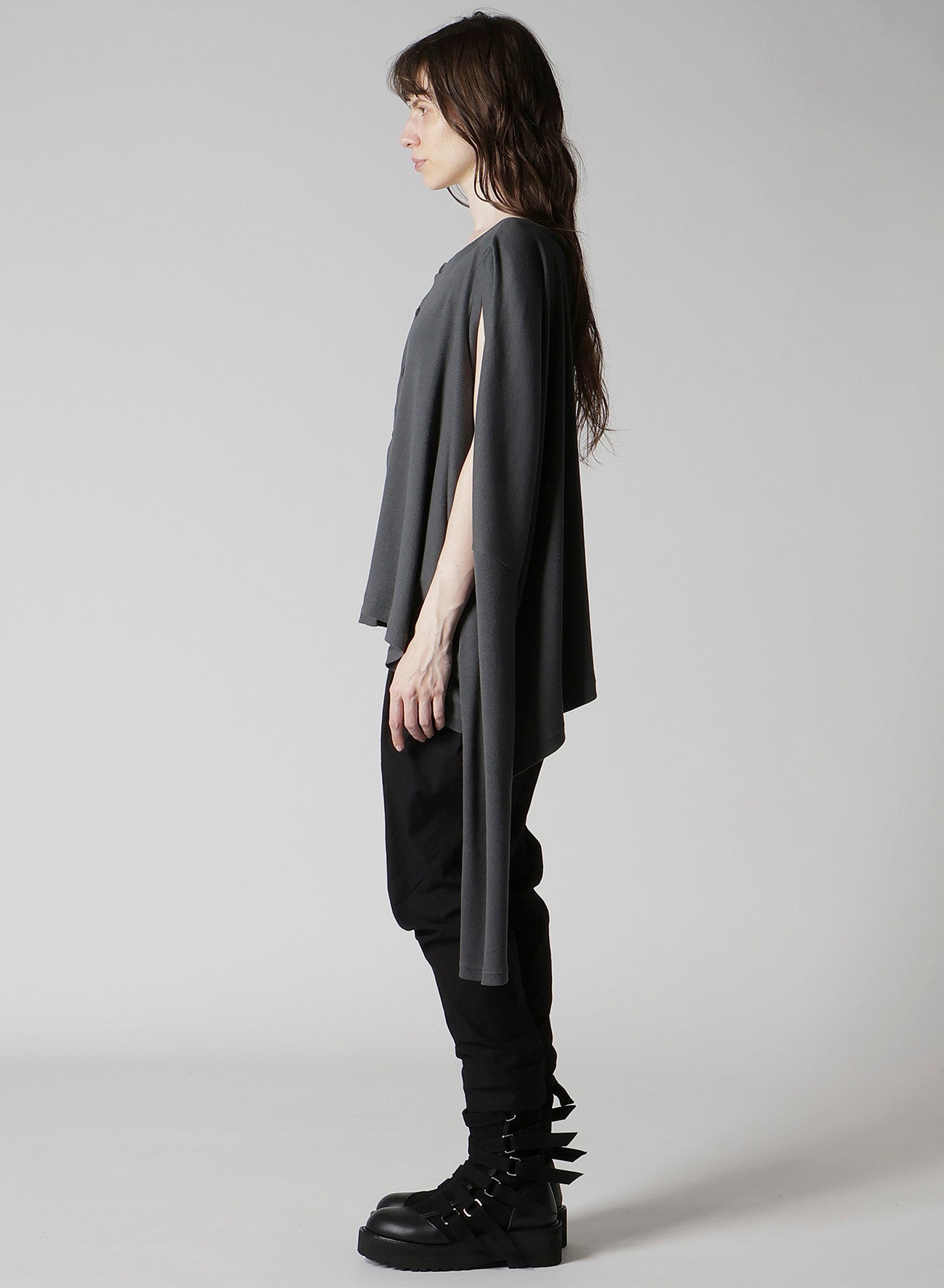 COTTON RAYON RIB 2WAY LONG SLEEVE T CARDIGAN