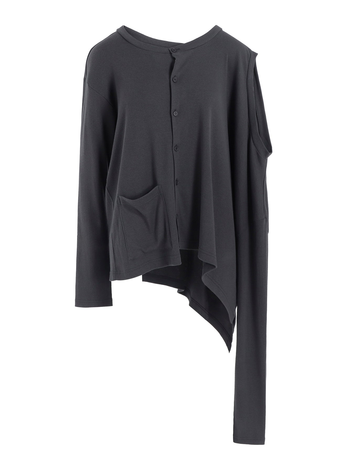 COTTON RAYON RIB 2WAY LONG SLEEVE T CARDIGAN