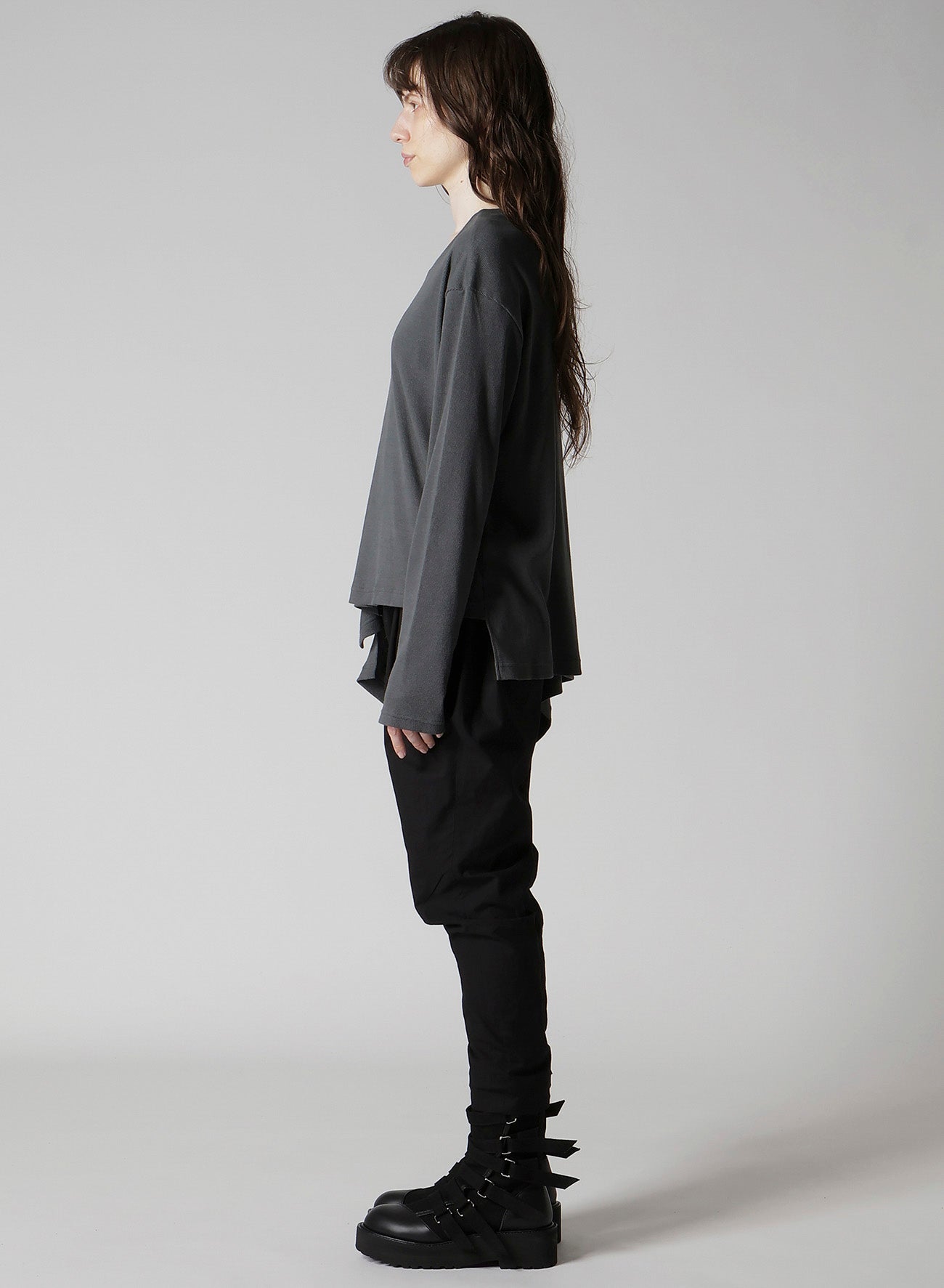 COTTON RAYON RIB 2WAY LONG SLEEVE T CARDIGAN