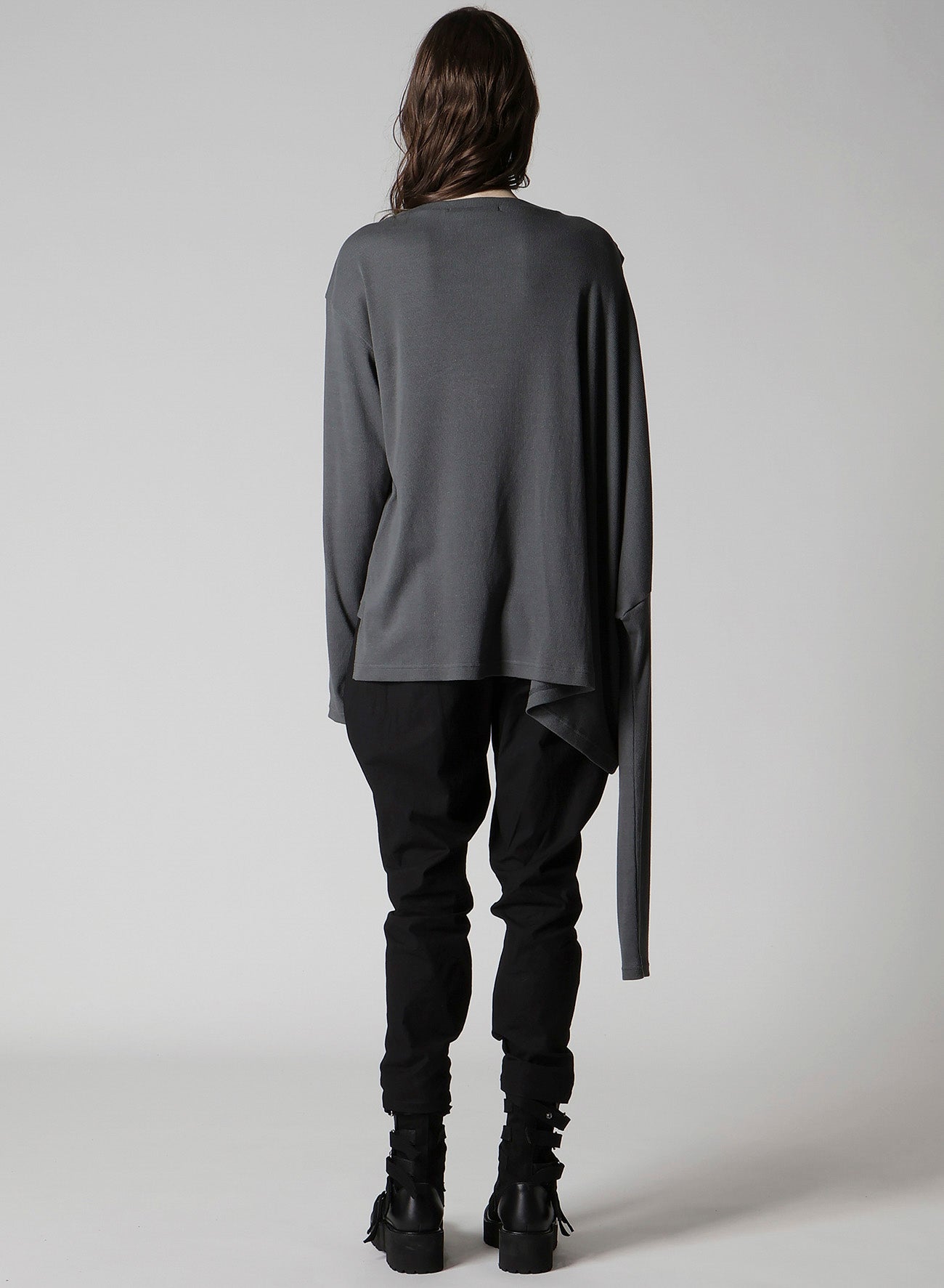 COTTON RAYON RIB 2WAY LONG SLEEVE T CARDIGAN