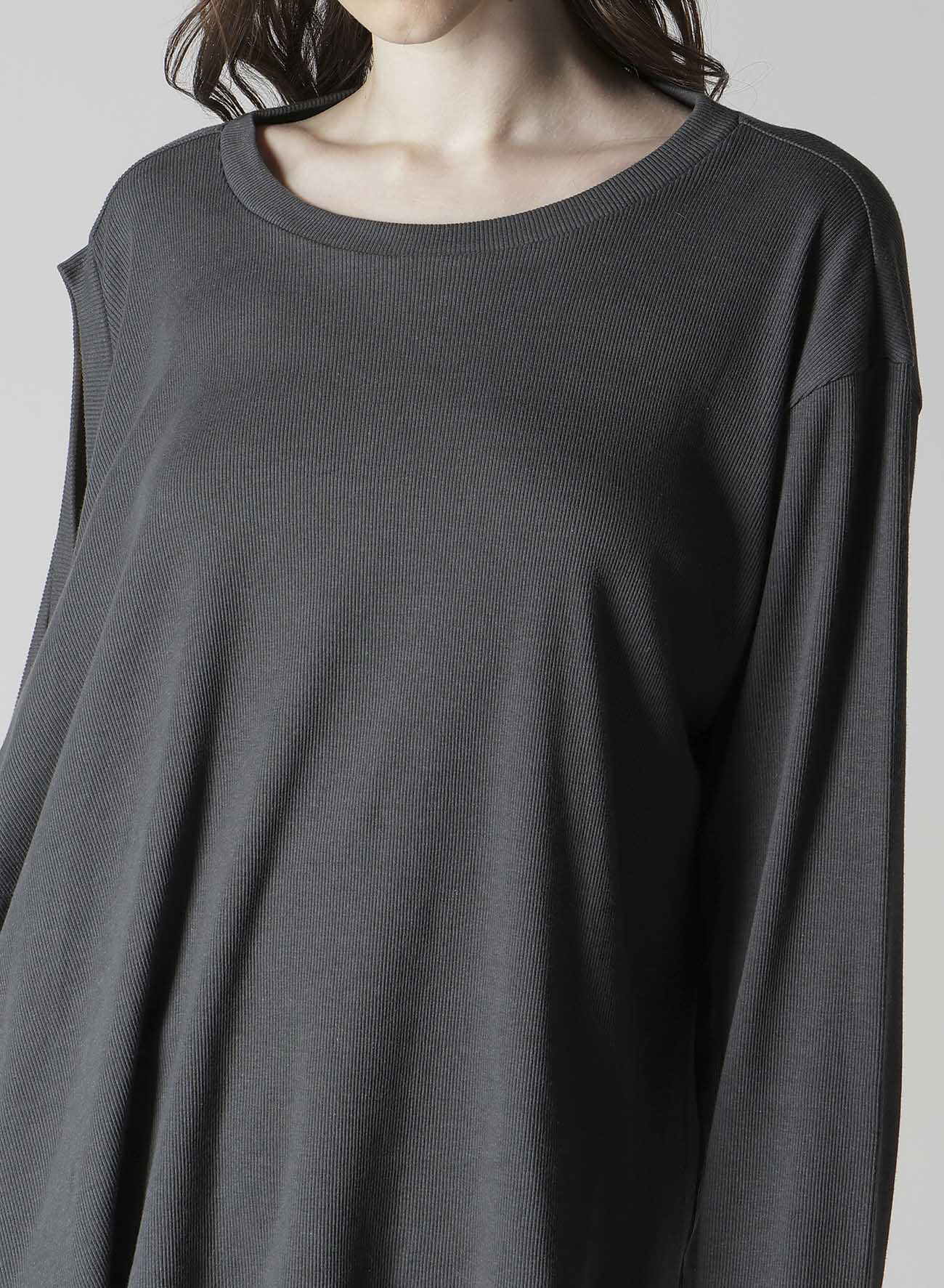 COTTON RAYON RIB 2WAY LONG SLEEVE T CARDIGAN