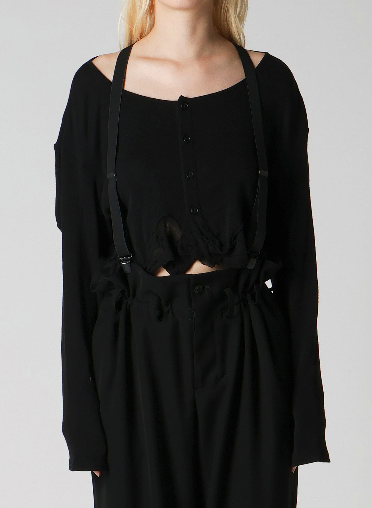 FRILLED JACQUARD PUFF CARDIGAN