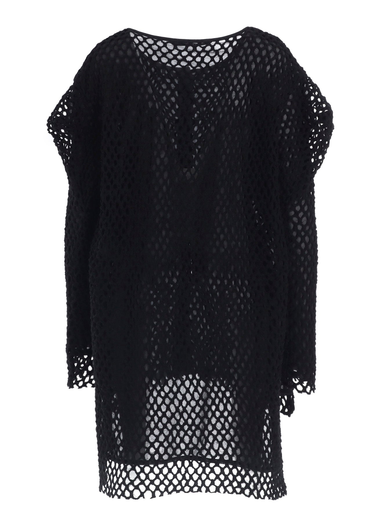 HOLE JACQUARD + CHIFFON PUFF LONG CARDIGAN