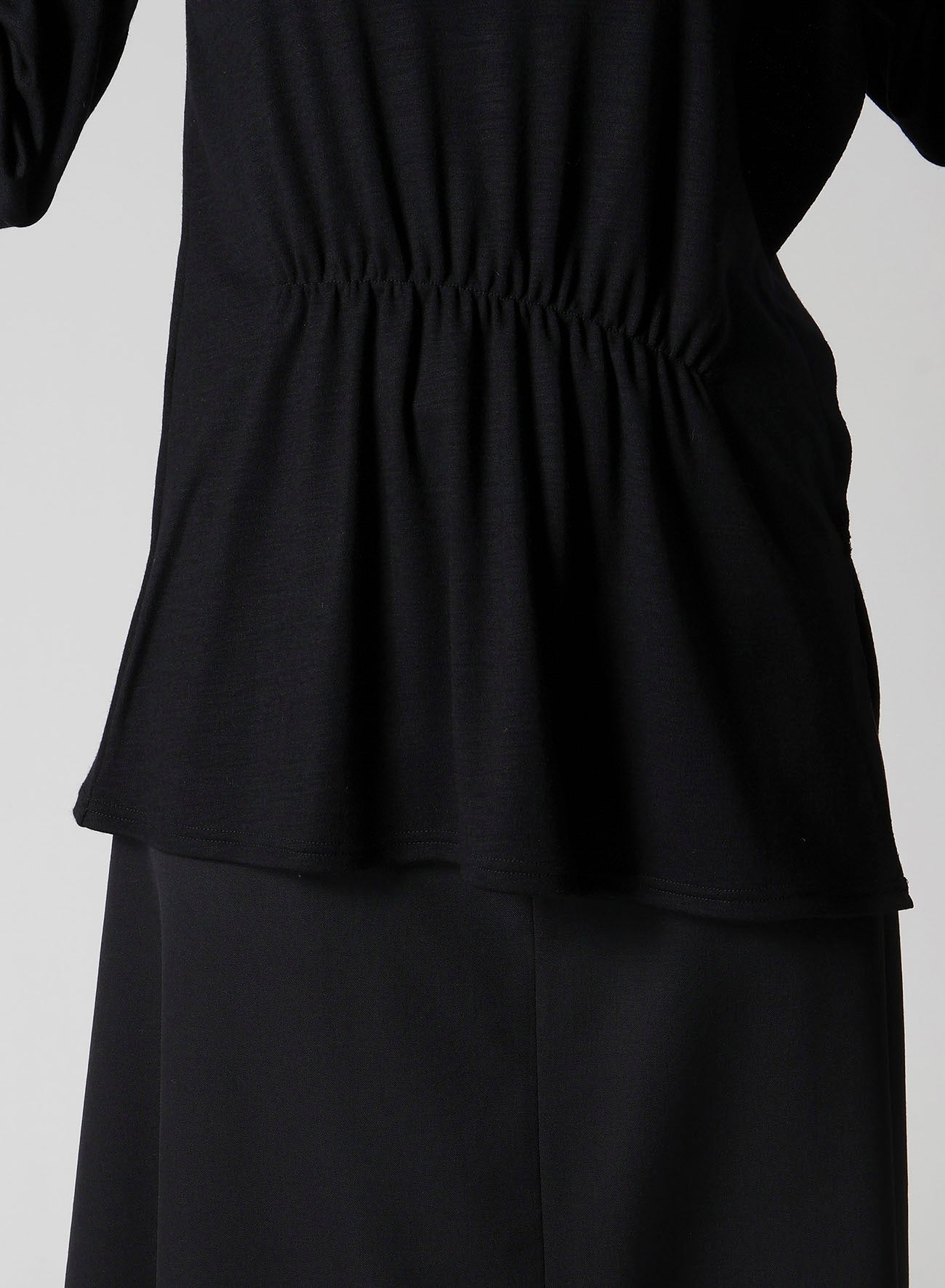 WOOL SMOOTH GATHER ASYMMETRY T-SHIRT