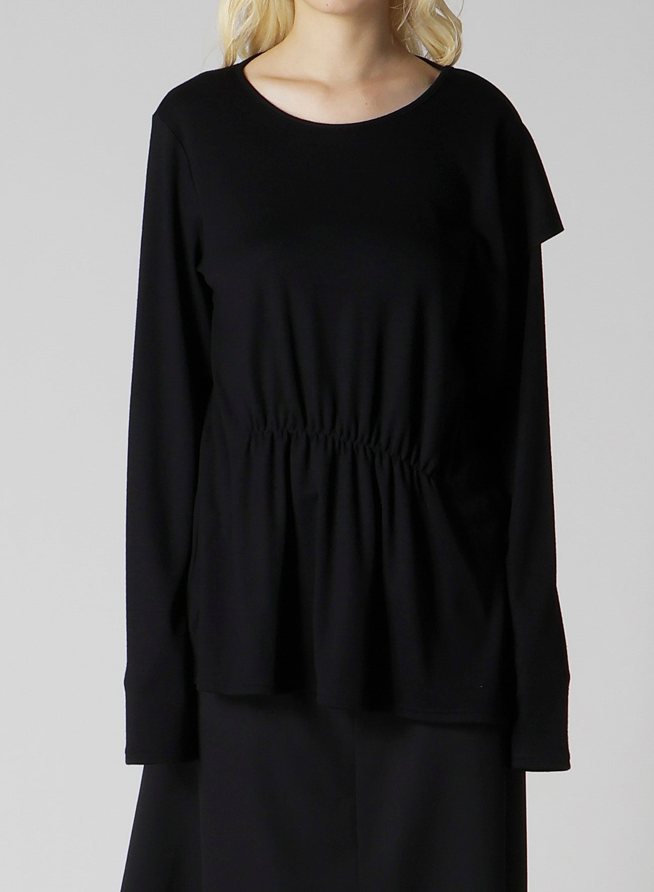 WOOL SMOOTH GATHER ASYMMETRY T-SHIRT