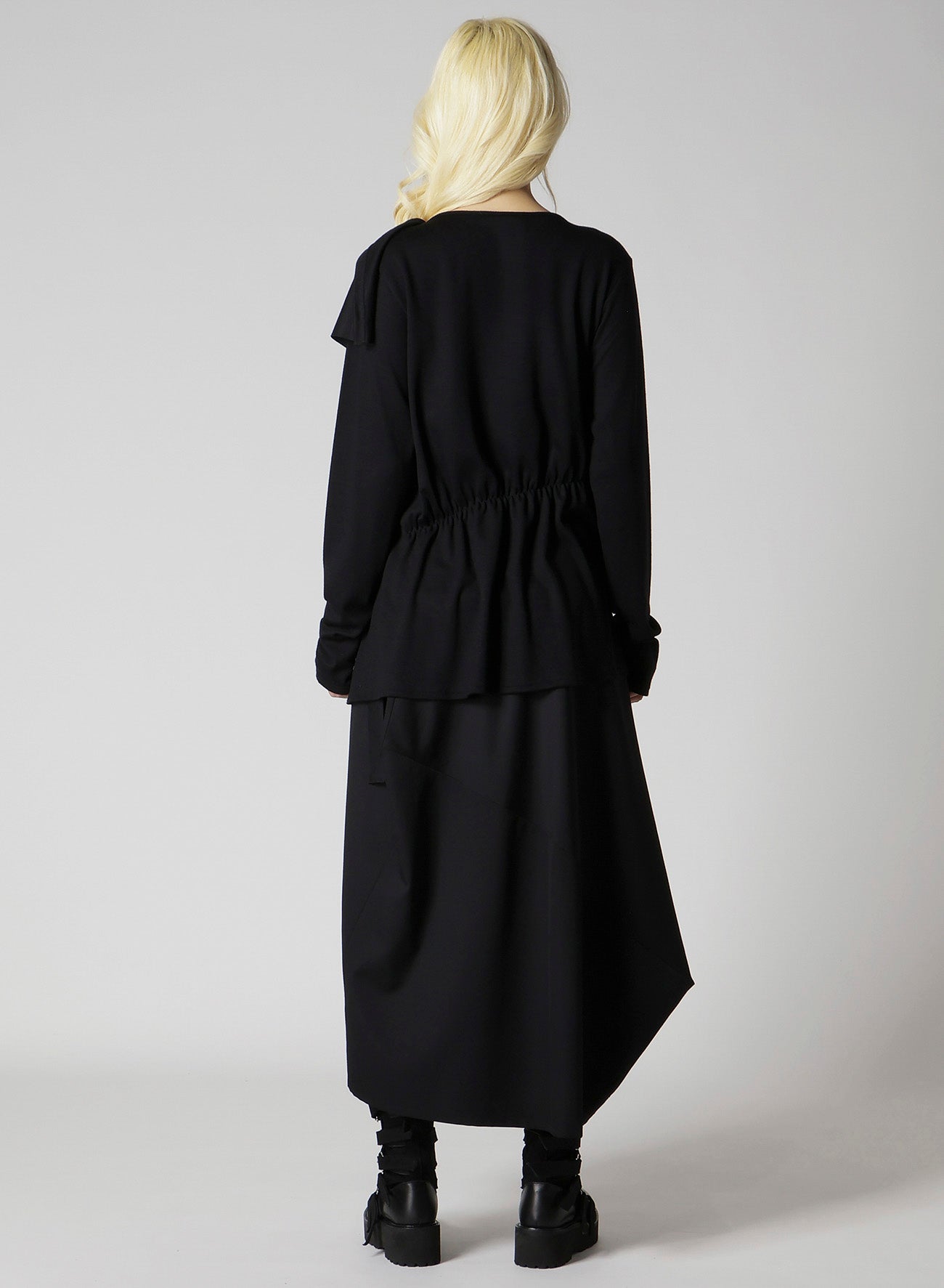 WOOL SMOOTH GATHER ASYMMETRY T-SHIRT