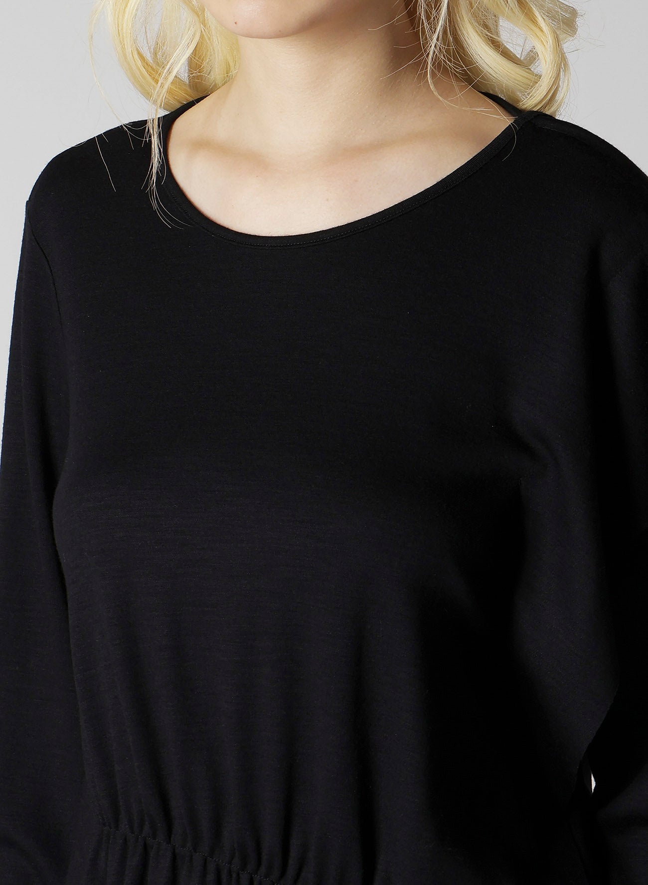 WOOL SMOOTH GATHER ASYMMETRY T-SHIRT