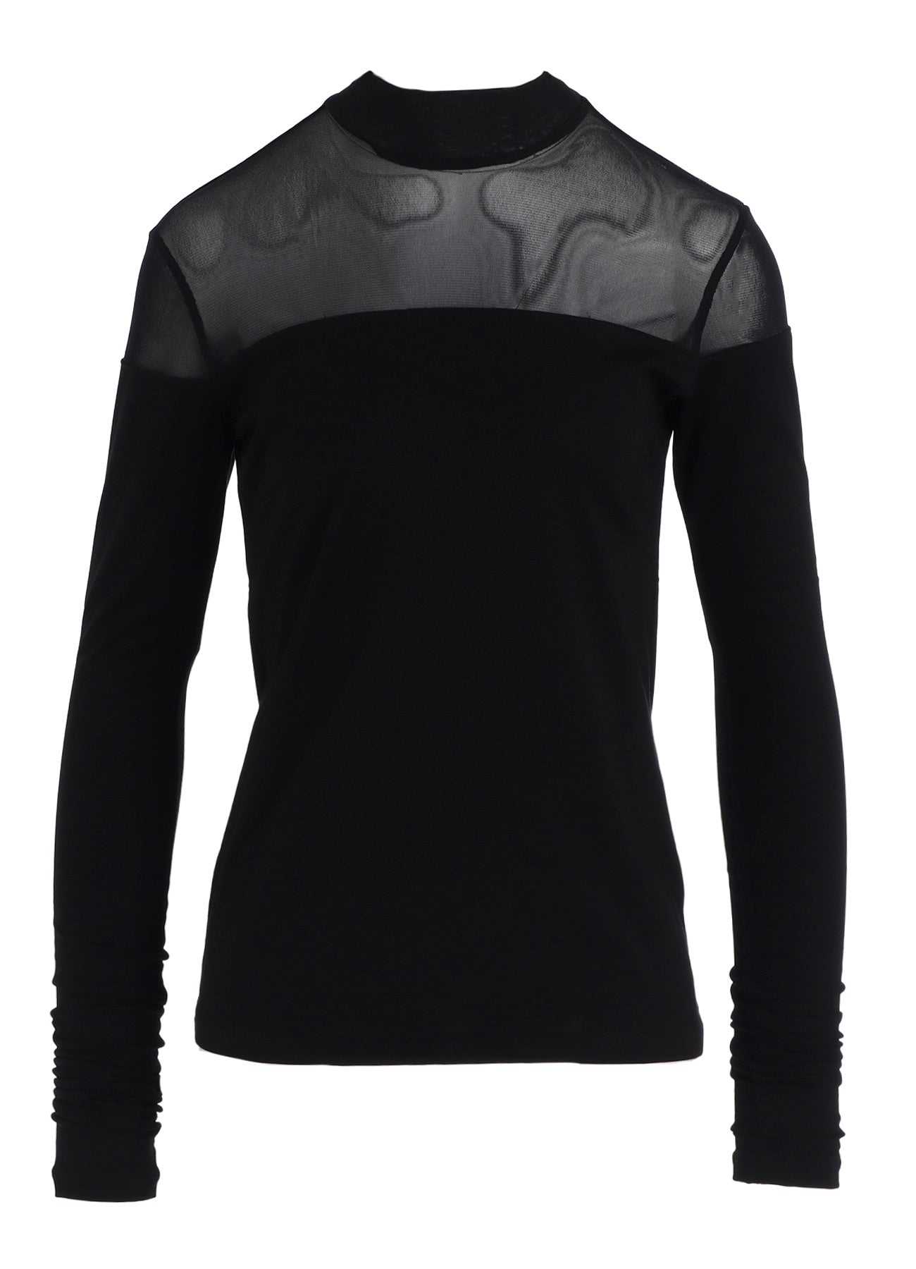 PLAIN STITCH +TULLE PANELED HIGHNECK