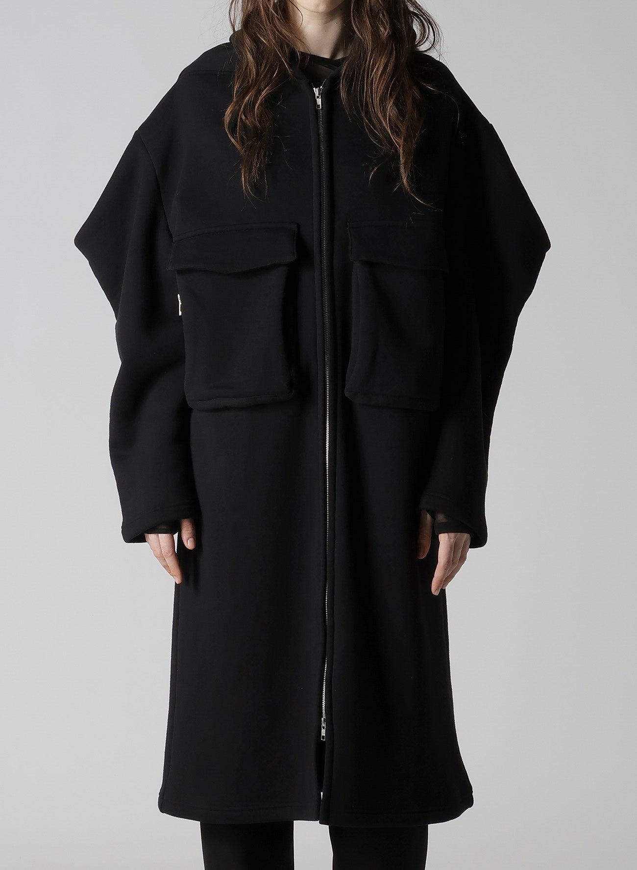 COTTON TIGHT FLEECE LINING SLEEVE PUFF LONG JACKET