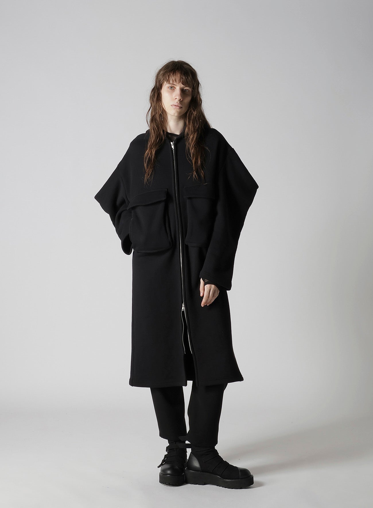 COTTON TIGHT FLEECE LINING SLEEVE PUFF LONG JACKET