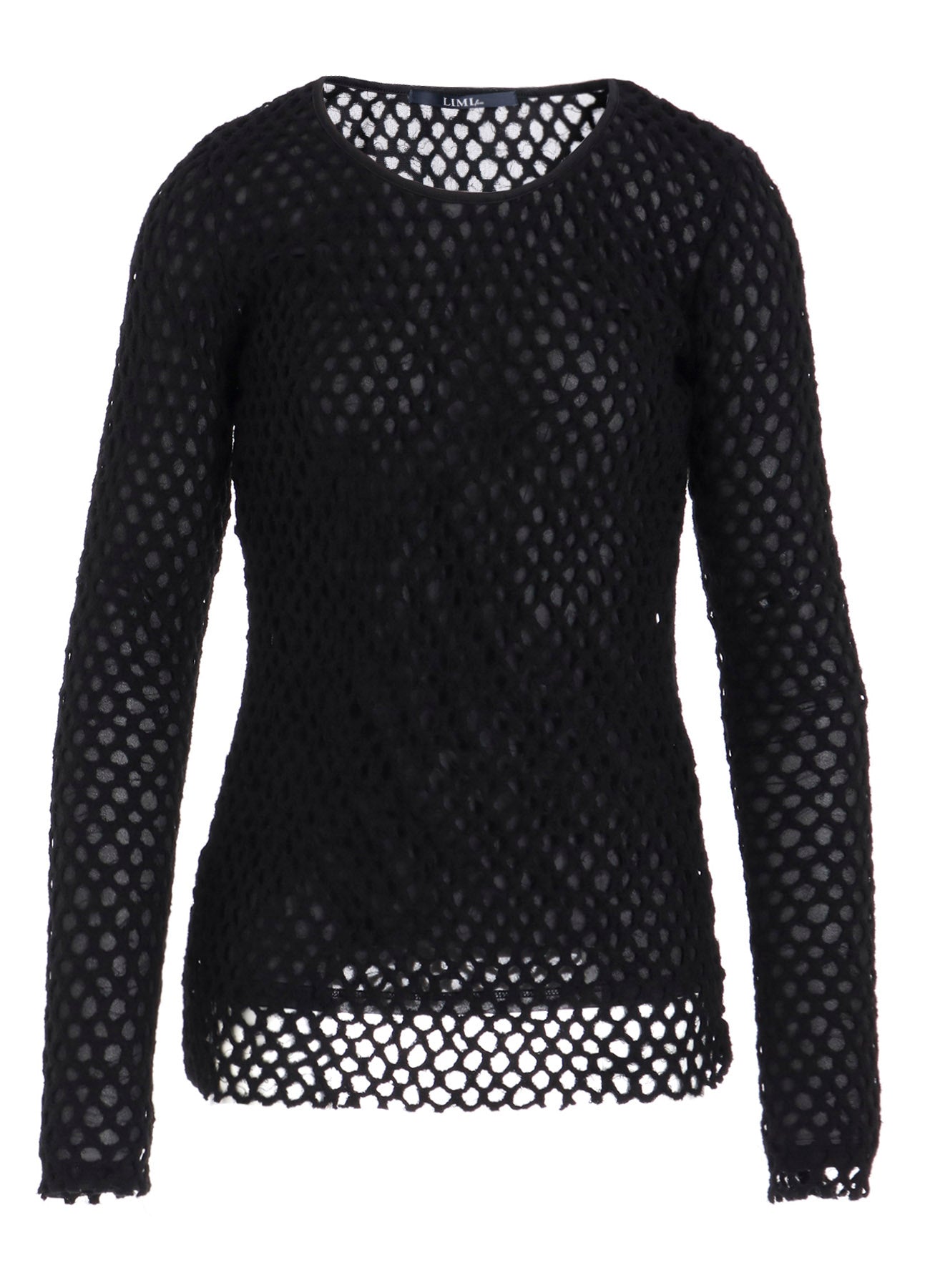 HOLE JACQUARD + CHIFFON TIGHT LONG SLEEVE T-SHIRT