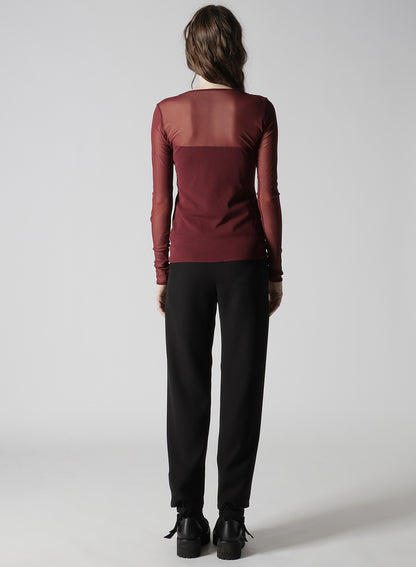 TULLE TIGHT LONG SLEEVE T-SHIRT