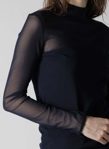 TULLE TURTLE NECK T-SHIRT