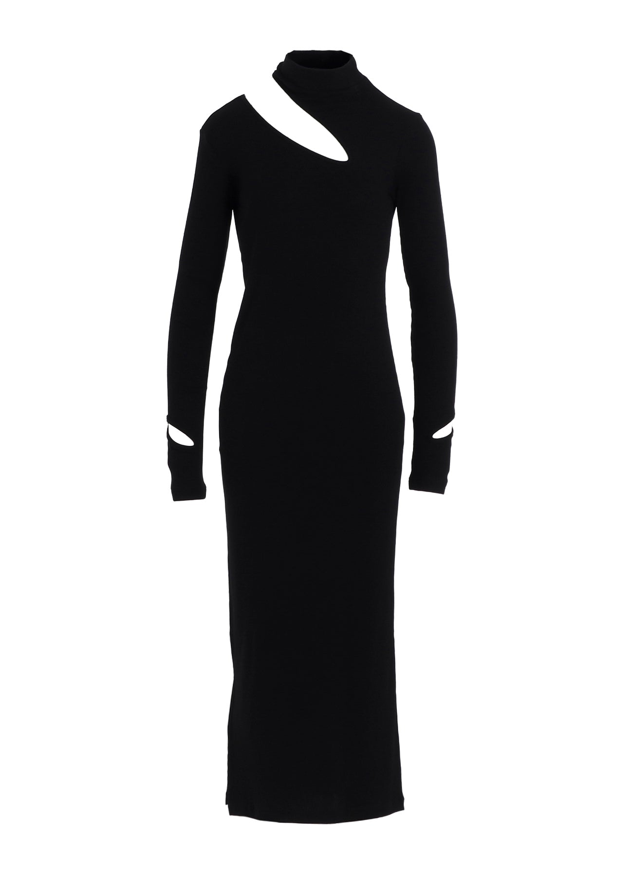 COTTON RAYON RIB SLIT DRESS