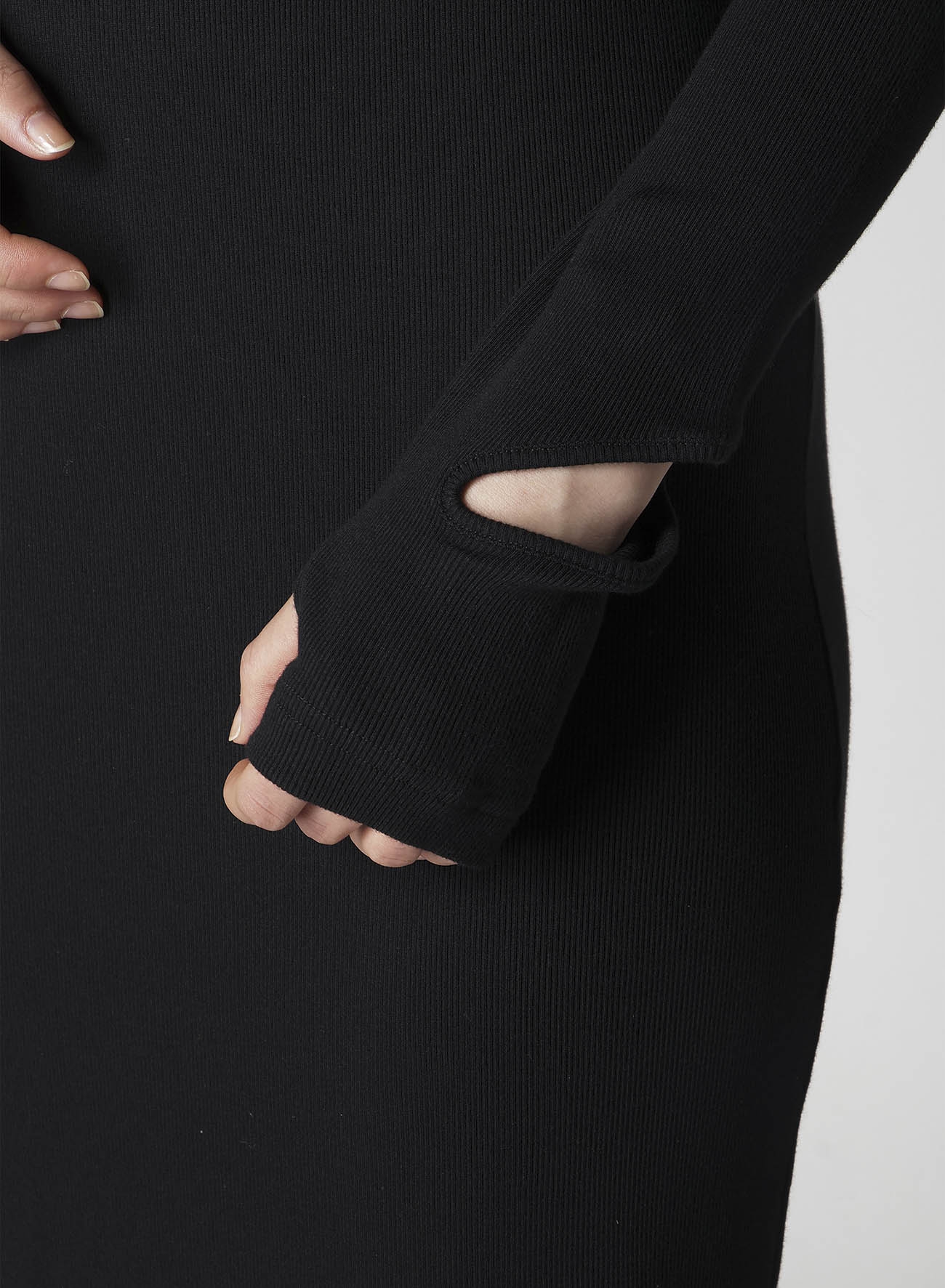COTTON RAYON RIB SLIT DRESS