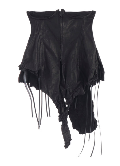 TIED WRINKLE LEATHER BUSTIER