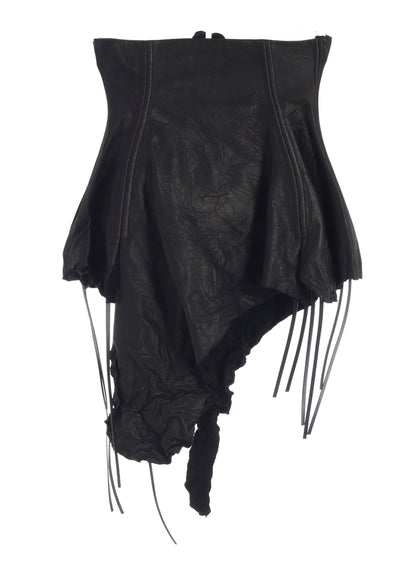 TIED WRINKLE LEATHER BUSTIER