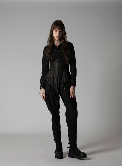 TIED WRINKLE LEATHER BUSTIER