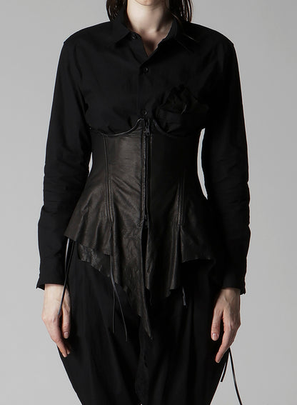 TIED WRINKLE LEATHER BUSTIER