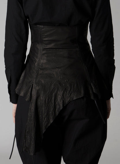TIED WRINKLE LEATHER BUSTIER