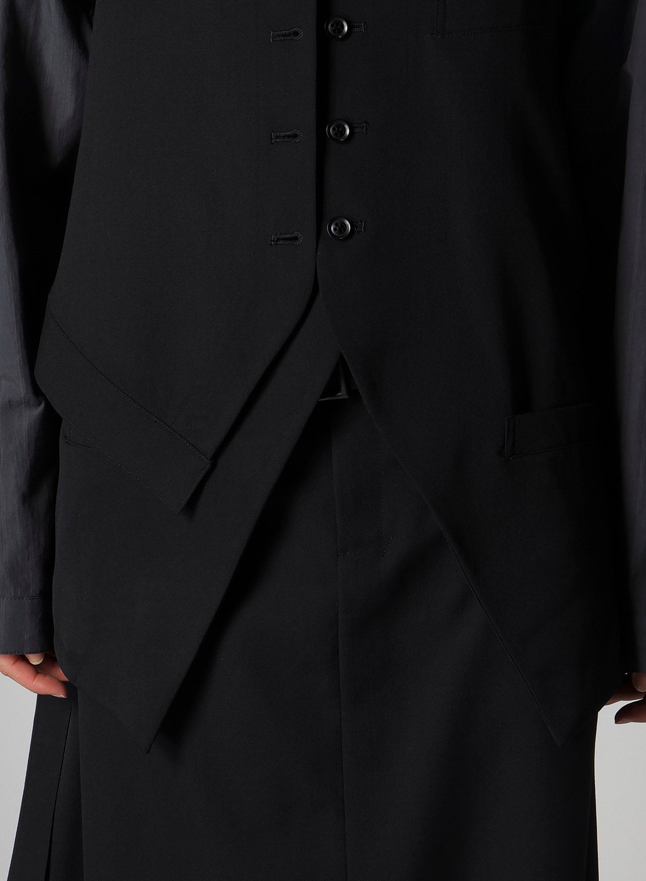 WOOL GABARDINE LAYERED VEST