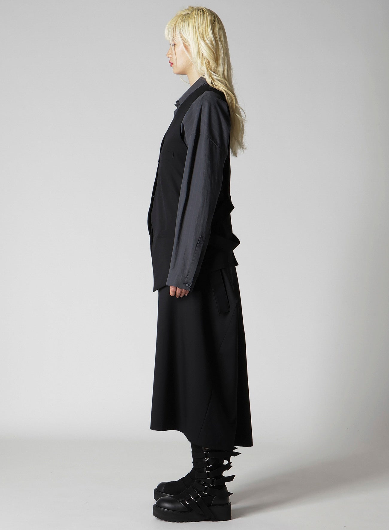 WOOL GABARDINE LAYERED VEST