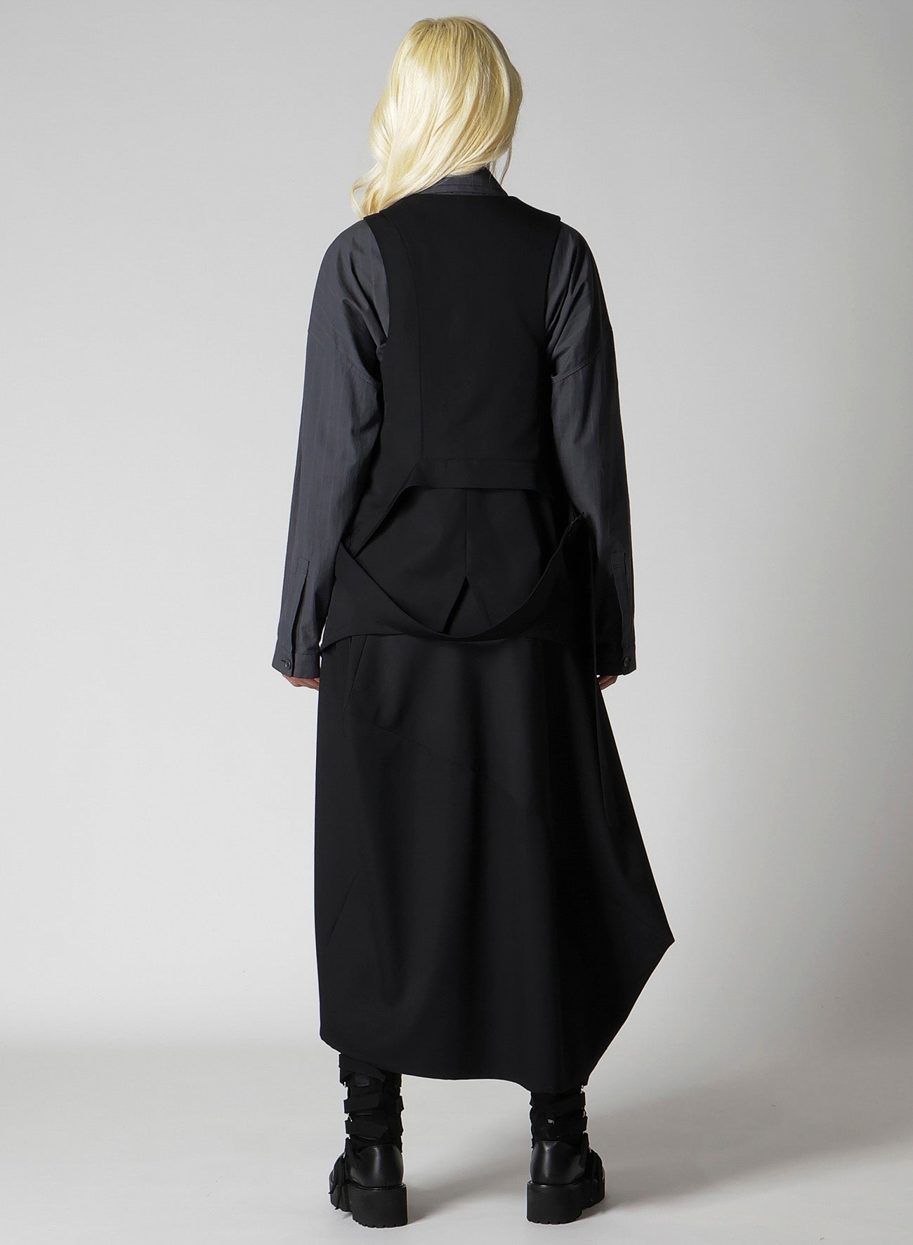 WOOL GABARDINE LAYERED VEST