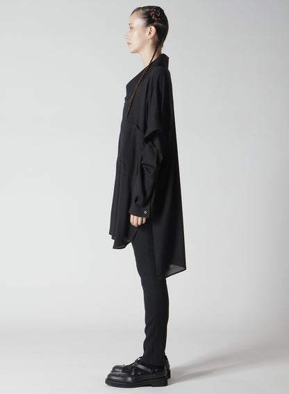 SOFT LAWN ELBOW SLIT LONG SHIRT