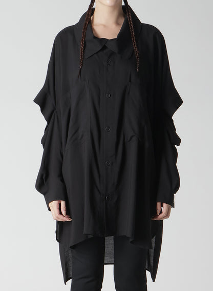 SOFT LAWN ELBOW SLIT LONG SHIRT