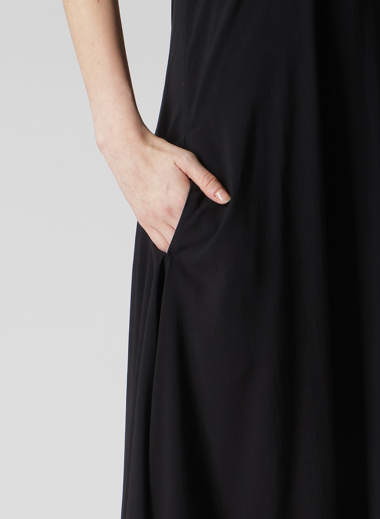 RAYON LAWN CUFFS RIBBON FLARED DRESS