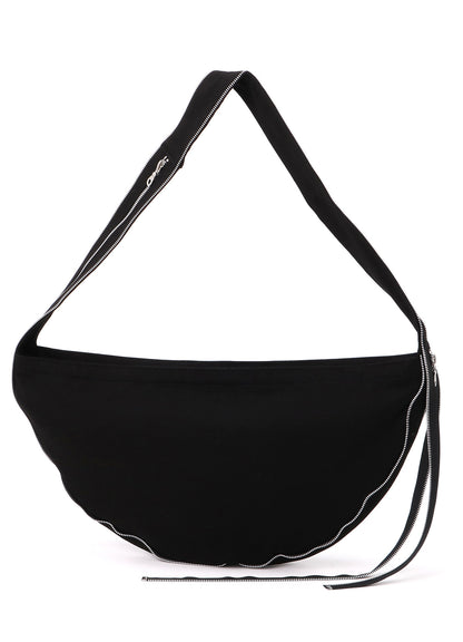 BLACK DENIM ROUND ZIP BAG