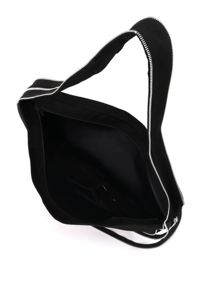 BLACK DENIM ROUND ZIP BAG