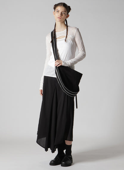 BLACK DENIM ROUND ZIP BAG