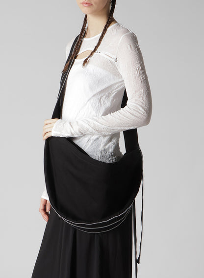 BLACK DENIM ROUND ZIP BAG