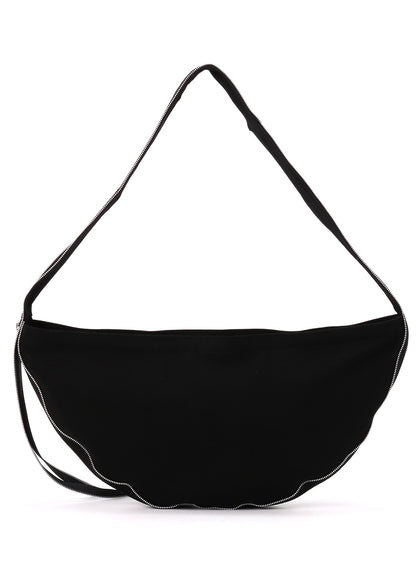 BLACK DENIM ROUND ZIP BAG