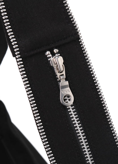 BLACK DENIM ROUND ZIP BAG