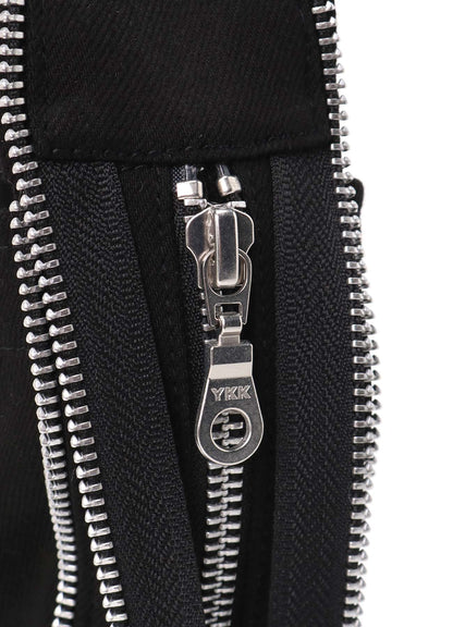 BLACK DENIM ROUND ZIP BAG