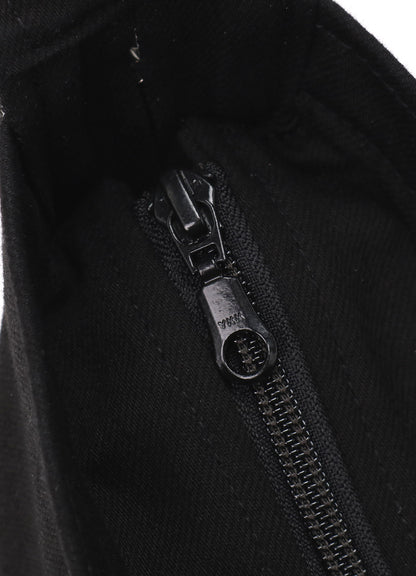 BLACK DENIM ROUND ZIP BAG