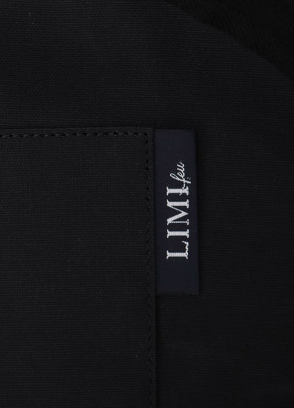 BLACK DENIM ROUND ZIP BAG