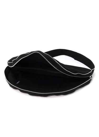 BLACK DENIM ROUND ZIP BAG