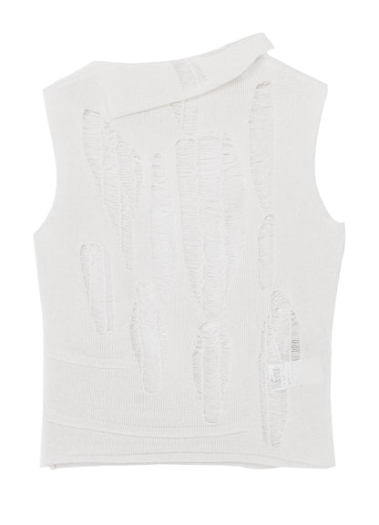 CRUSH PLAIN STITCH CRUSHED SLEEVELESS KNIT