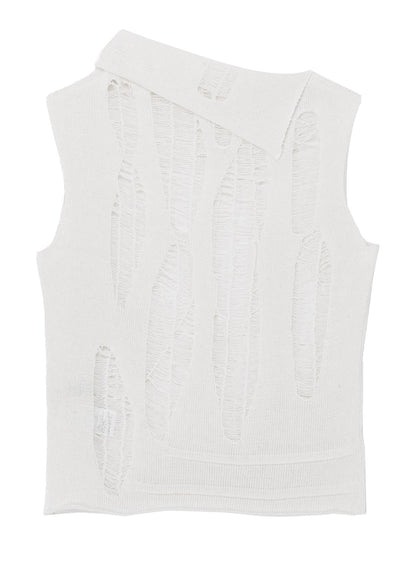 CRUSH PLAIN STITCH CRUSHED SLEEVELESS KNIT