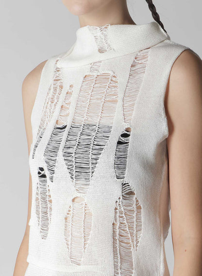 CRUSH PLAIN STITCH CRUSHED SLEEVELESS KNIT