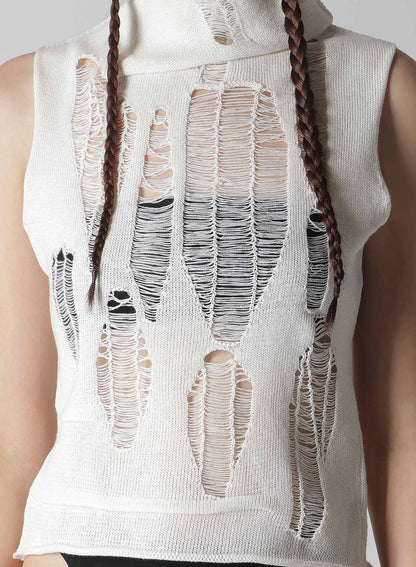 CRUSH PLAIN STITCH CRUSHED SLEEVELESS KNIT
