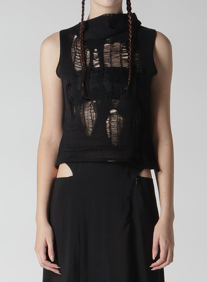 CRUSH PLAIN STITCH CRUSHED SLEEVELESS KNIT