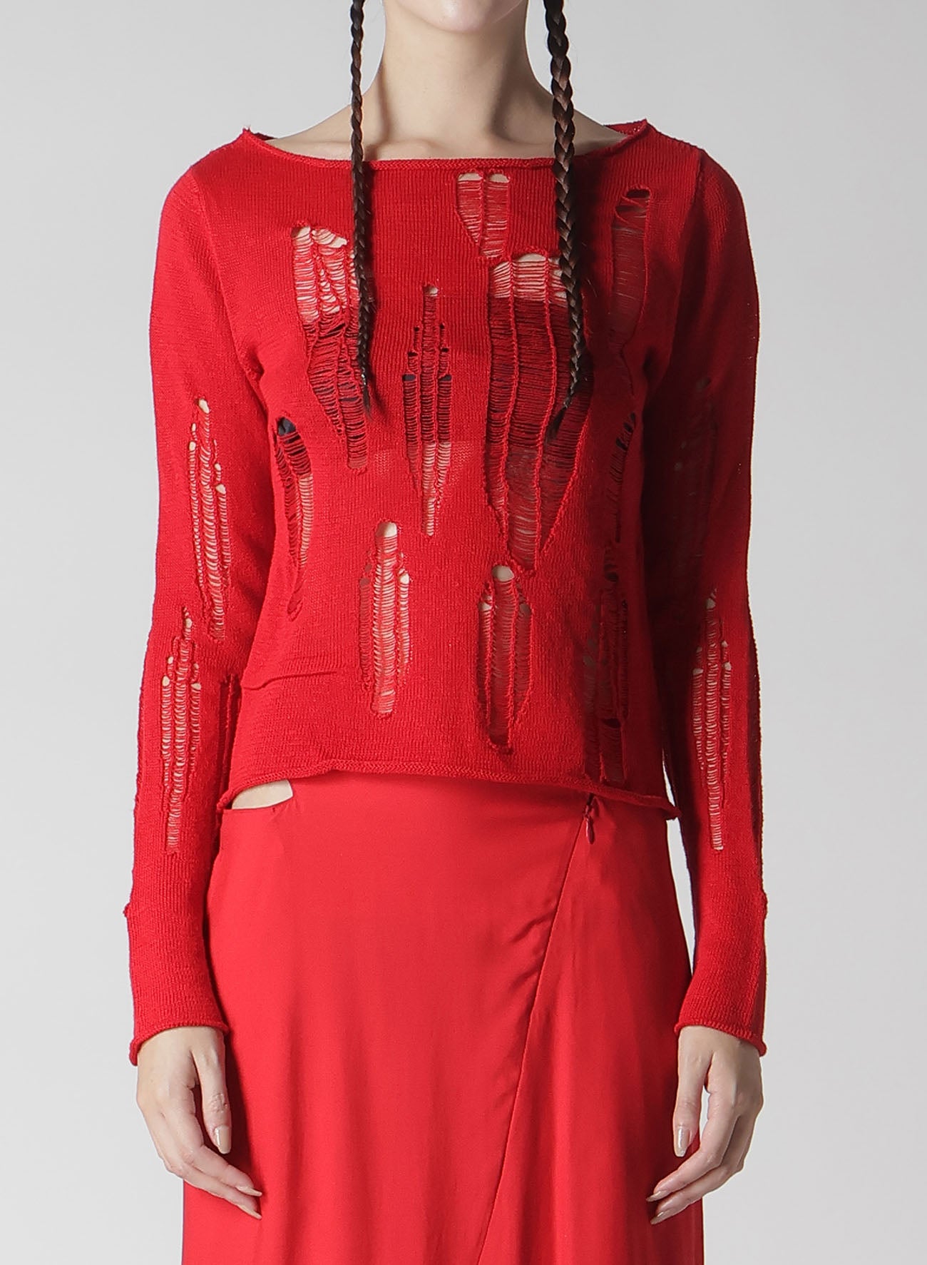 CRUSH PLAIN STITCH CRUSHED SWEATER