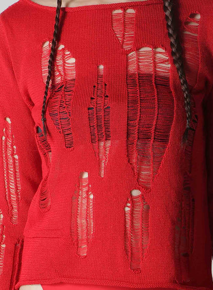 CRUSH PLAIN STITCH CRUSHED SWEATER