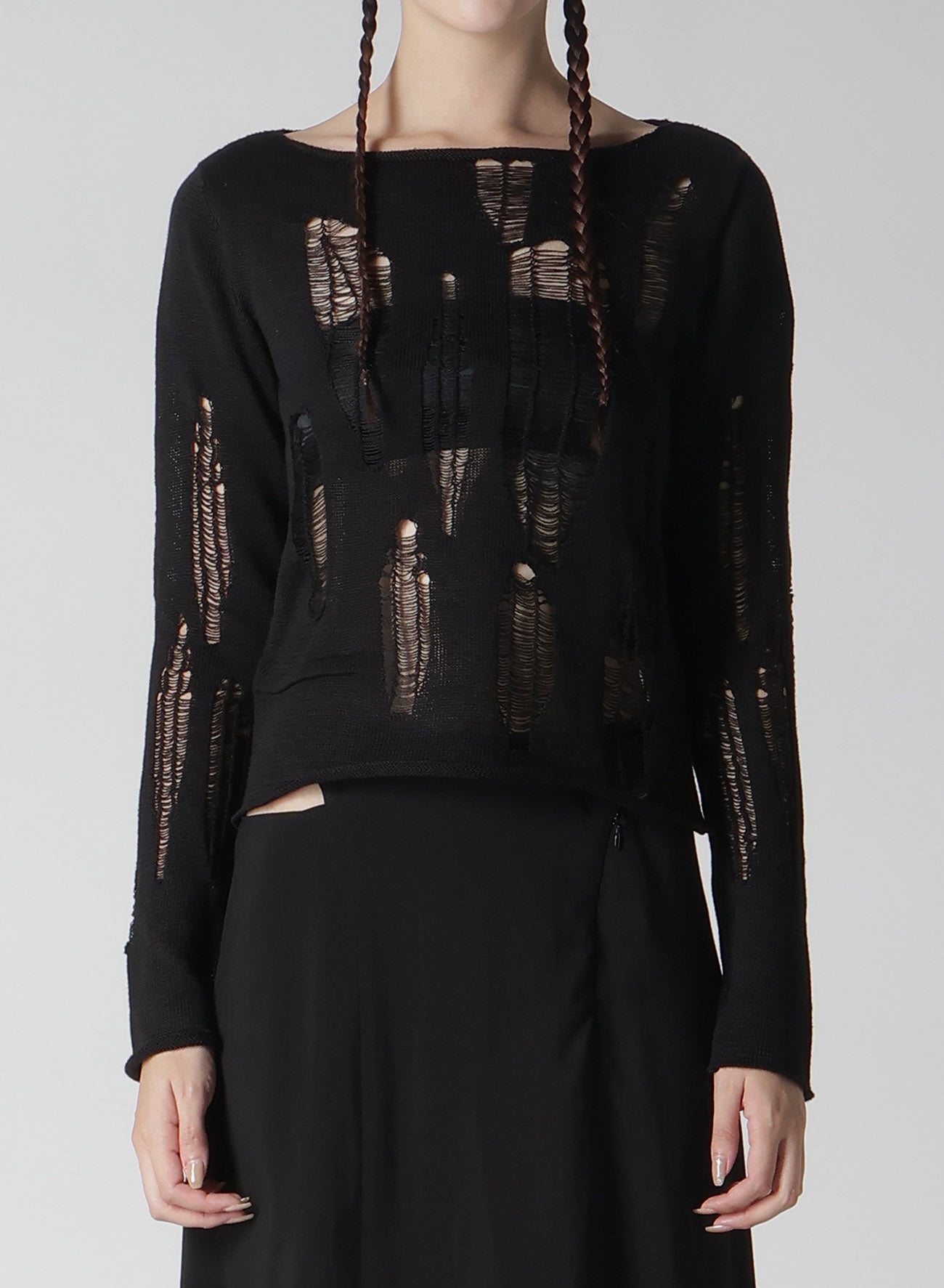 CRUSH PLAIN STITCH CRUSHED SWEATER