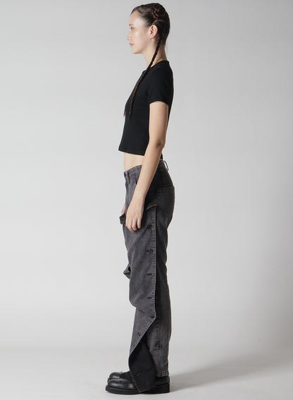 RIB STITCH BELTED CUFF T-SHIRT